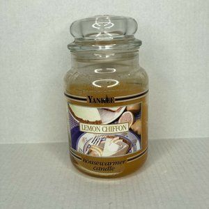 Yankee Candle Lemon Chiffon Retired Black Band 22 oz Housewarmer Large Jar Used